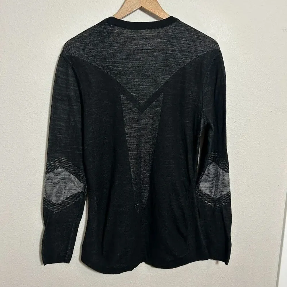 Smartwool Intraknit 200 Thermal Mens L Black Base Layer Shirt Wool Blend